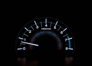 A lit-up speedometer